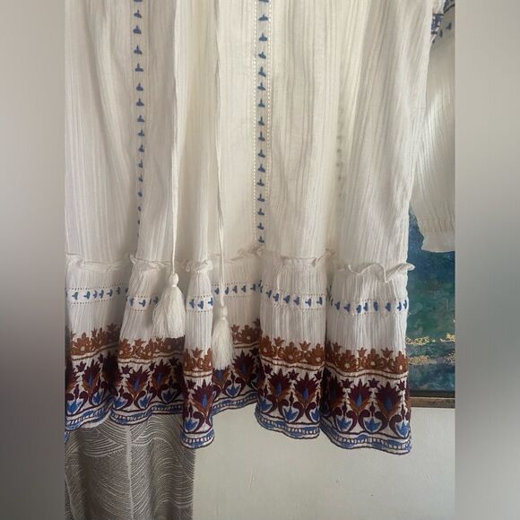 Veronica Beard short white long sleeve boho style dress size medium - Picture 14 of 15